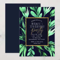 Grünes blaues Wasserfarben Botanisches Glam Party