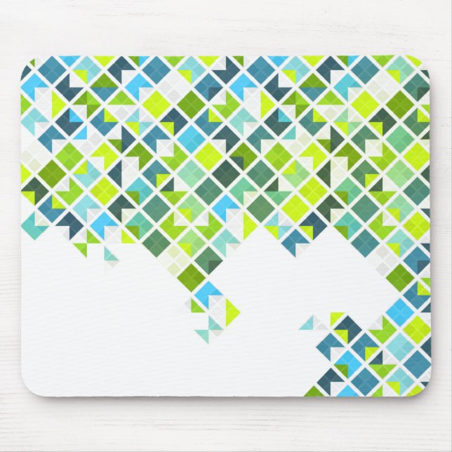 Grünes, blaues, weißes geometrisches Muster Mousepad (Vorne)
