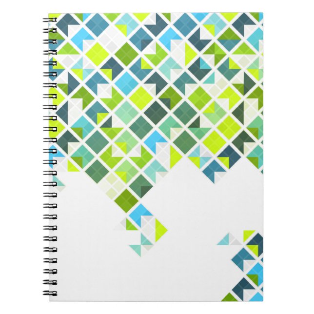 Grünes, blaues, weißes geometrisches Muster Notizblock (Vorderseite)