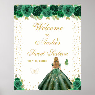 Grünes blondes Haar Mädchen Sweet Sixteen Willkomm Poster