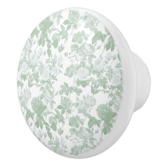 Grünes Blumen-Rosen-Französisches Chinoiserie-Must Keramikknauf