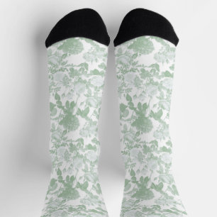 Grünes Blumen-Rosen-Französisches Chinoiserie-Must Socken