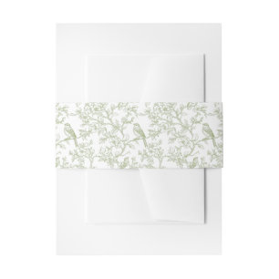 Grünes Blumen- und Vögel-Toile-Bauchband für Einla Einladungsbanderole