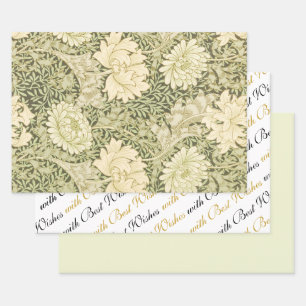 Grünes Blumendesign von Wm Morris - Beste Wünsche Geschenkpapier Set