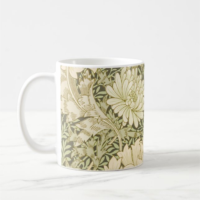 Grünes Blumendesign von Wm Morris Kaffeetasse (Links)