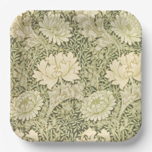 Grünes Blumendesign von Wm Morris Pappteller