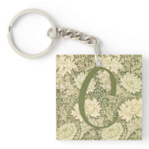 Grünes Blumendesign Wm Morris Monogramm