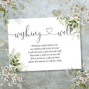 Grünes Blumenherz Schrift Wishing Well Hochzeit Begleitkarte