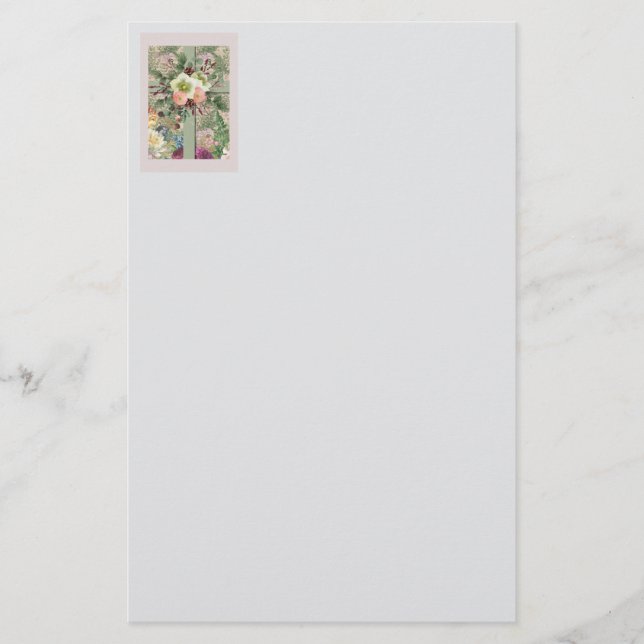 Grünes Blumenkreuz Briefpapier (Vorderseite)