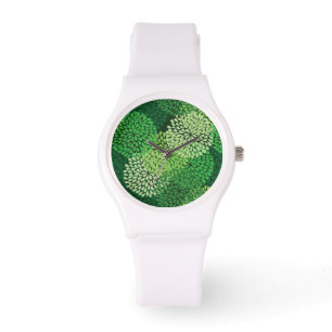 Grünes Blumenmuster Armbanduhr