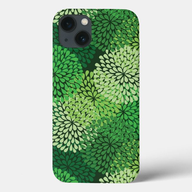 Grünes Blumenmuster Case-Mate iPhone Hülle (Rückseite)