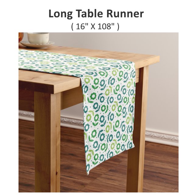 Grünes Blumenmuster-Design groß Großer Tischläufer (Von Creator hochgeladen)
