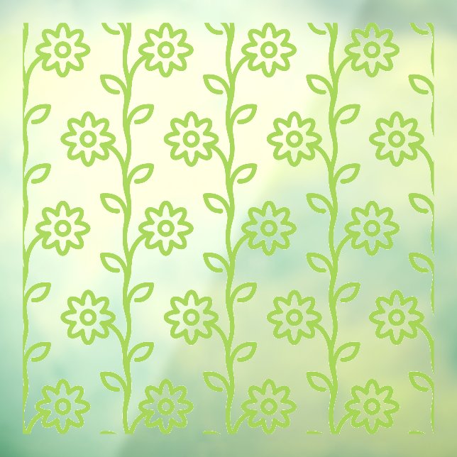 Grünes Blumenmuster Fensteraufkleber (Blatt 3)