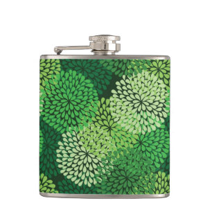 Grünes Blumenmuster Flachmann