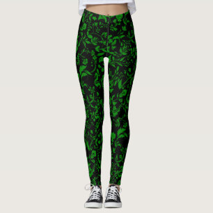 Grünes Blumenmuster G01. Black BG Leggings