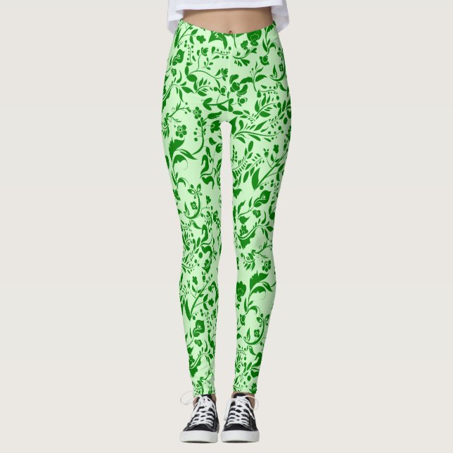 Grünes Blumenmuster G01. L Green BG Leggings (Vorderseite)