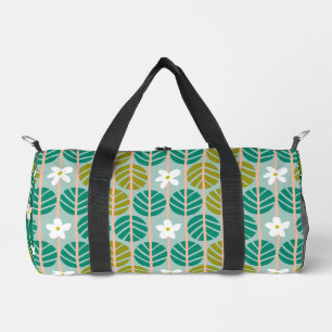 Grünes Blumenmuster Groovy Retro Boho Duffel Duffle Bag
