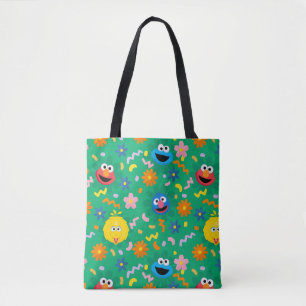 Grünes Blumenmuster in der Sesamstraße Tasche