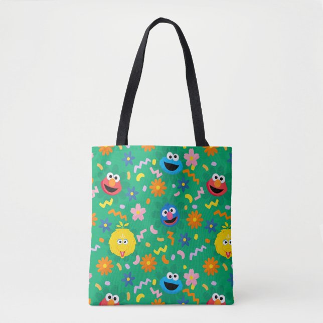 Grünes Blumenmuster in der Sesamstraße Tasche (Vorderseite)