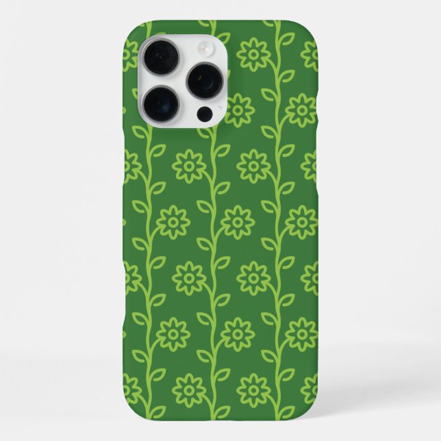 Grünes Blumenmuster iPhone 16 Pro Max Hülle (Rückseite)