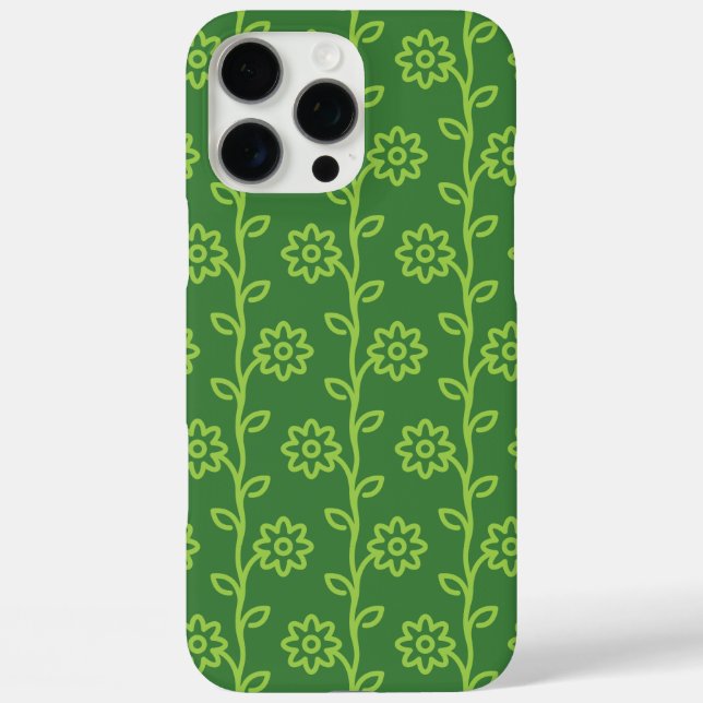 Grünes Blumenmuster iPhone 16 Pro Max Hülle (Rückseite)