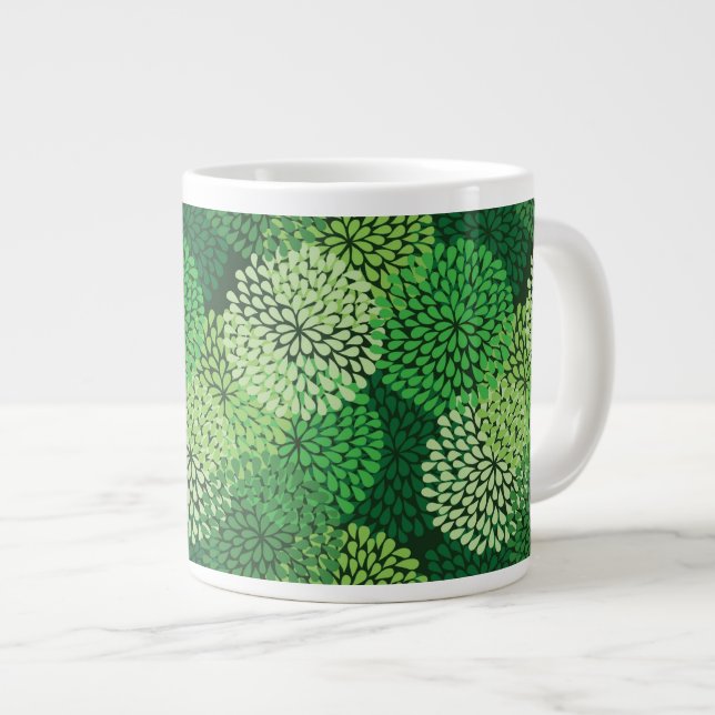 Grünes Blumenmuster Jumbo-Tasse (Vorderseite Rechts)