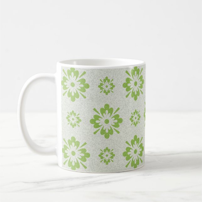 Grünes Blumenmuster Kaffeetasse (Links)