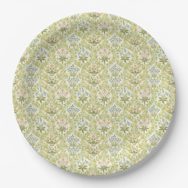 Grünes Blumenmuster Mädchen klassisch grandmilleni Pappteller (Vorderseite)