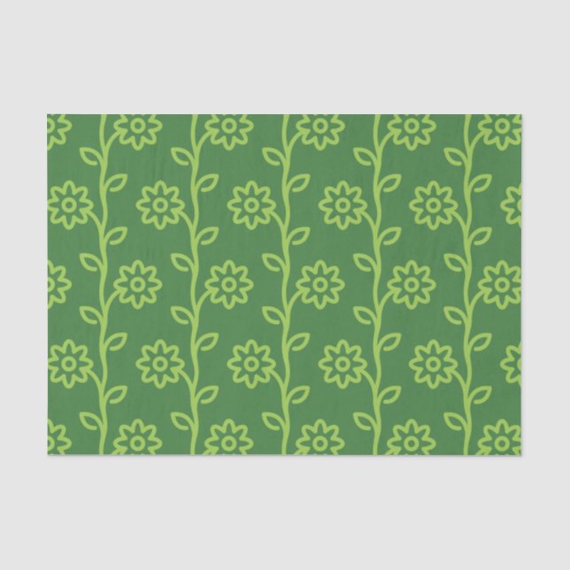 Grünes Blumenmuster Seidenpapier (Vorderseite)