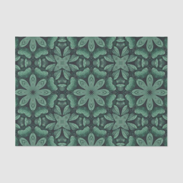 Grünes Blumenmuster Seidenpapier (Vorderseite)