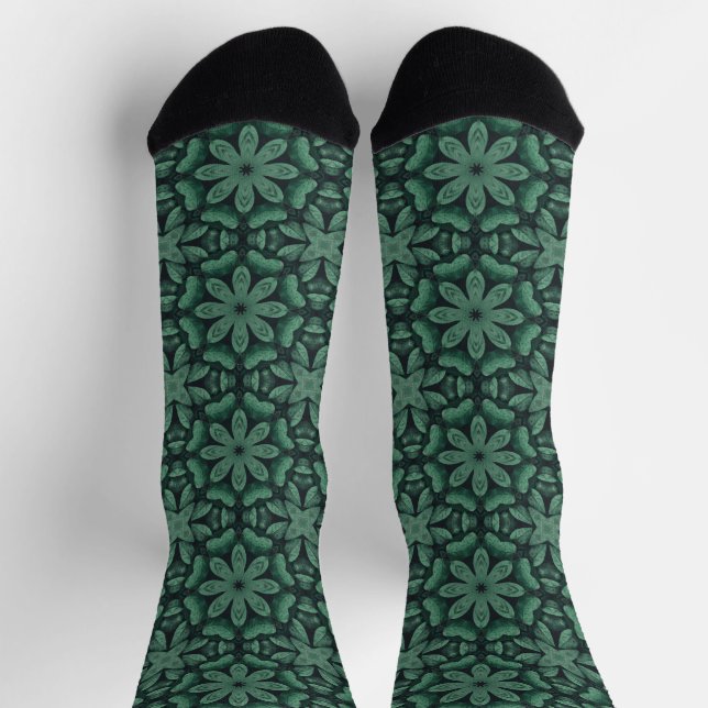 Grünes Blumenmuster Socken (Oben)