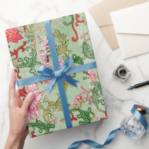 Grünes Blumenmuster - Wrapping Paper
