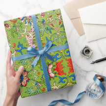 Grünes Blumenmuster - Wrapping Paper