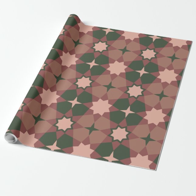 Grünes Blumenstern-Geschenkpapier Pink Geschenkpapier (Ungerollt)