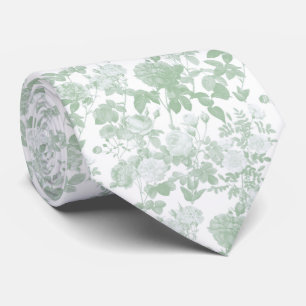 Grünes Blumiges Rosen Französisches Chinoiserie-Mu Krawatte
