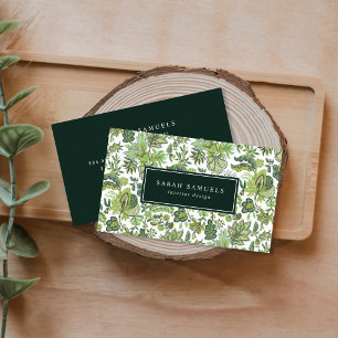Grünes Boho-Vintage-Blumenmuster Visitenkarte