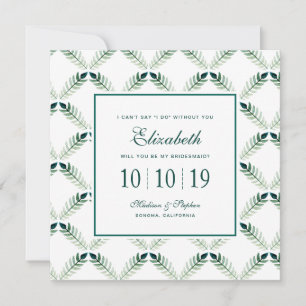 Grünes botanisches Aquarellmuster - Bridesmaid Einladung