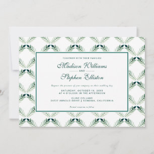 Grünes botanisches Aquarellmuster - Hochzeit Einladung