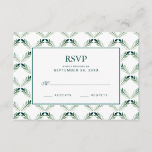 Grünes botanisches Aquarellmuster - Hochzeitsszena RSVP Karte