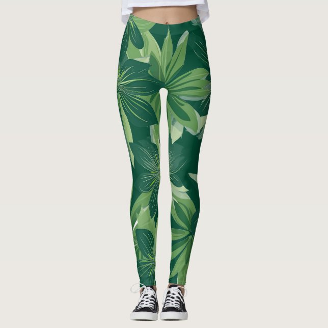Grünes botanisches Leaf-Leggings Leggings (Vorderseite)