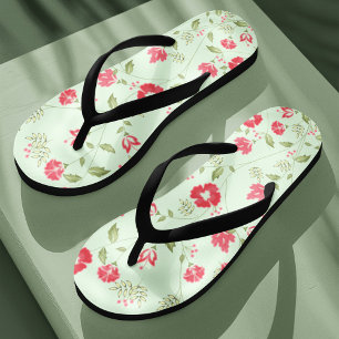 Grünes botanisches Muster Flip Flops