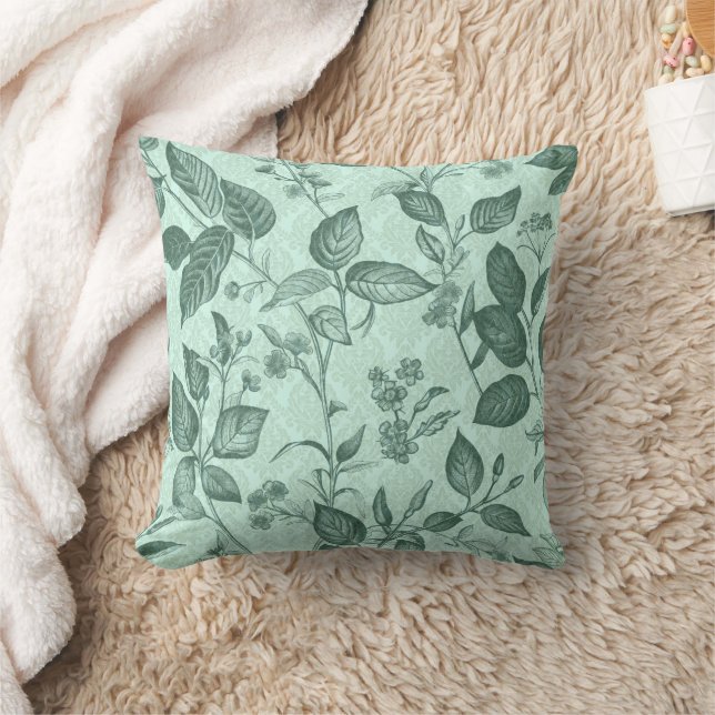 Grünes botanisches Muster Kissen (Decke)