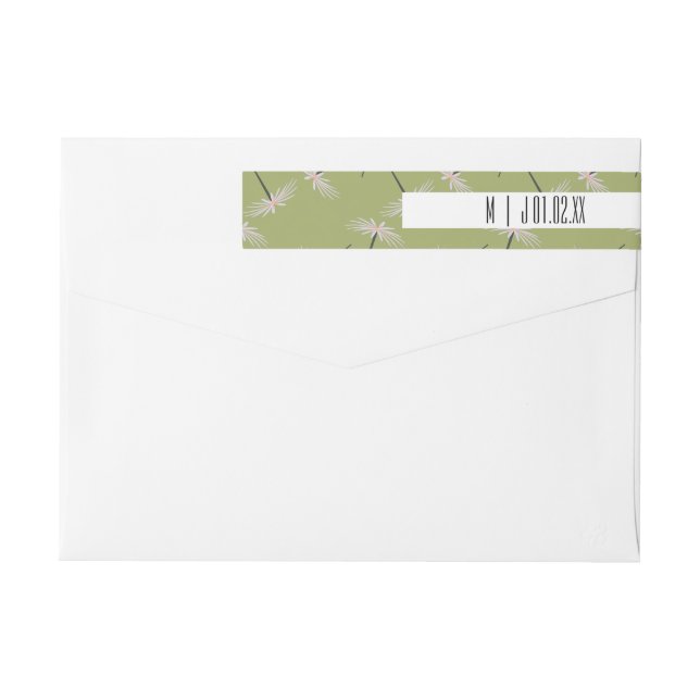 Grünes botanisches Pixie-Blumen-Grün-Hochzeitslogo (Rückseite)