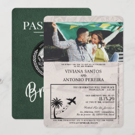 Grünes Brasilien Reisepass Einladung zur Hochzeit