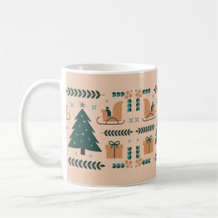 Grünes, braunes, festliches, geometrisches, volkst kaffeetasse