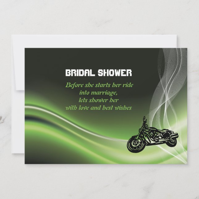 Grünes Brautparty für Hochzeitsfahrräder/Motorräde Einladung (Vorderseite)