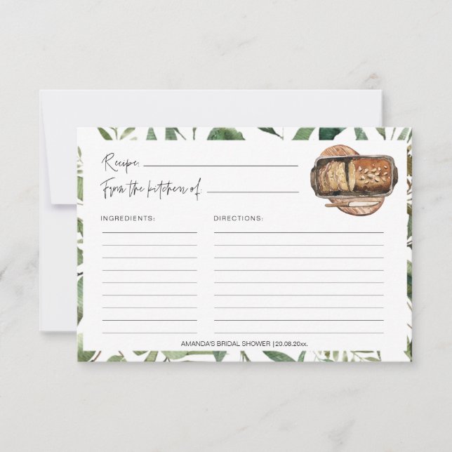 Grünes Brautparty Küche Recipe Cards (Vorderseite)