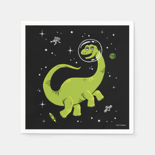 Grünes Brontosaurus Dinos im Weltraum Serviette
