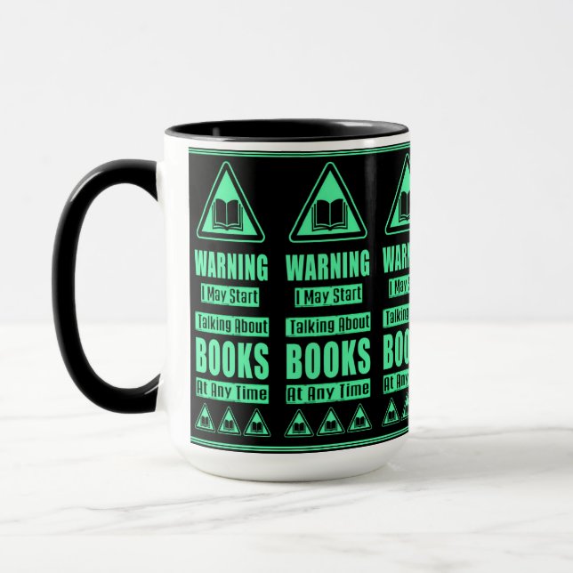 Grünes Buch Liebhaber Warnschild Tasse (Links)