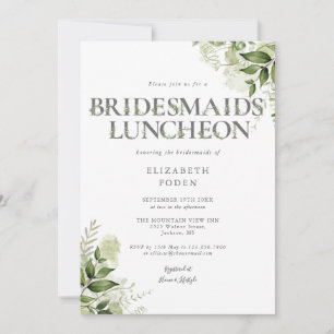 Grünes Buchstabenmonogramm Bridesmaids Luncheon Einladung
